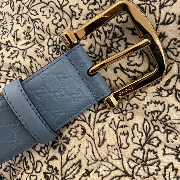 Authentic Gucci Microguccissima Embossed Light Blue Leather Belt 281548 70/28 - Picture 3 of 4